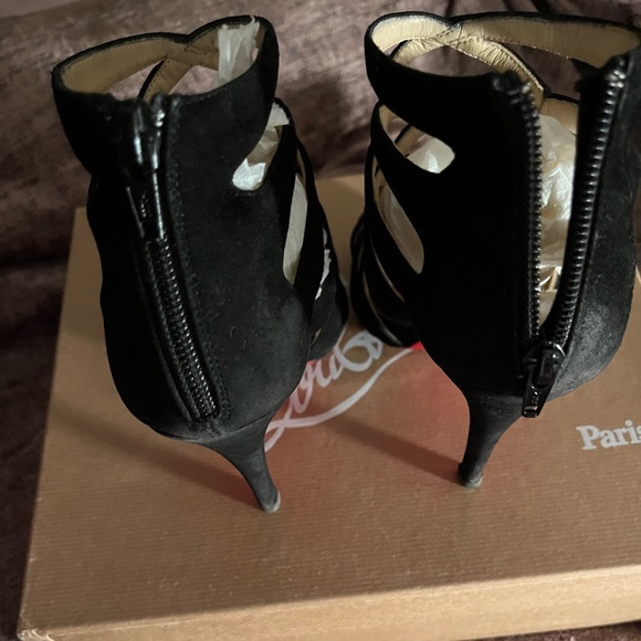 Christian Louboutin Black Suede BALOTA 120 mm Stilleto Booties sz 37/7 - Picture 8 of 9